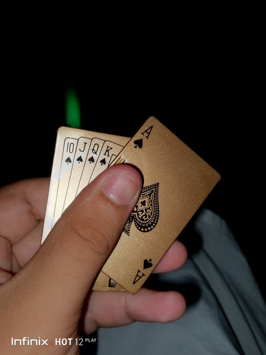 Poker Card Lighter β Gold Royal Flush Design